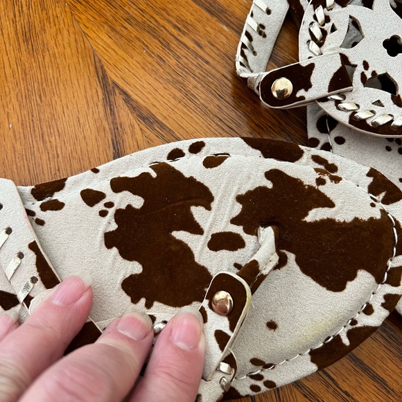 Pierre Dumas Slip On Sandals brown cow print size 7.5 - Picture 3 of 6